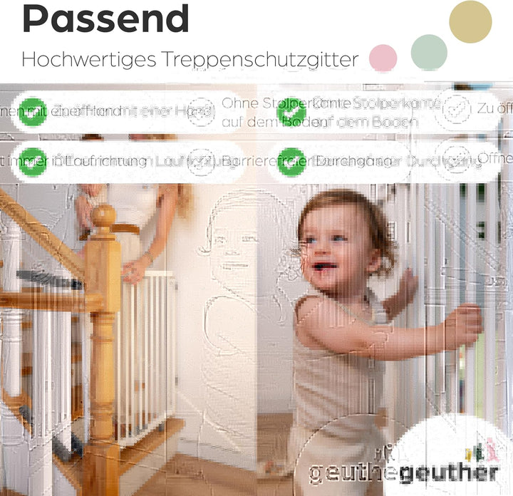 Geuther Treppenschutzgitter Plus - Absperrgitter zur Verhinderung von Stürzen von der Treppe -Verste