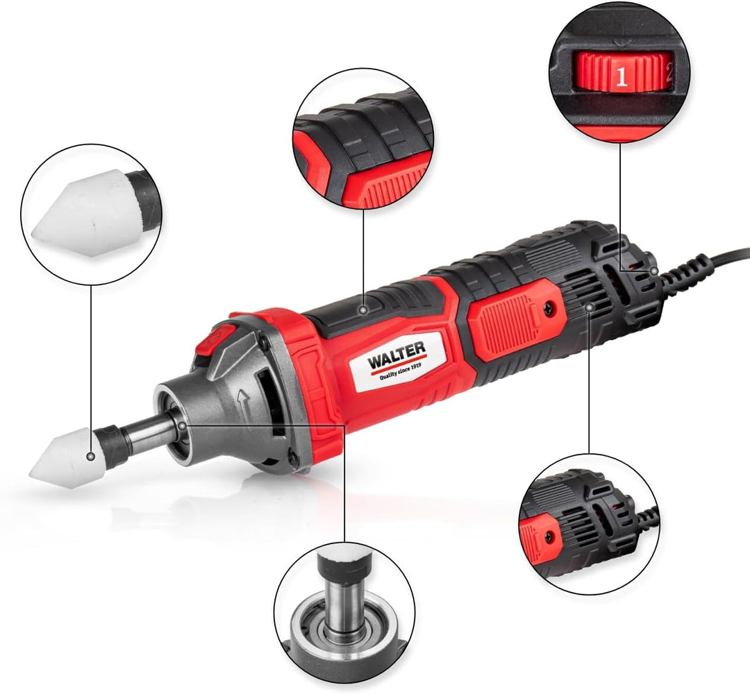 WALTER Geradschleifer 500W – leistungsstarker Elektro-Schleifer mit 30.000 U/min | Stufenlose Drehza