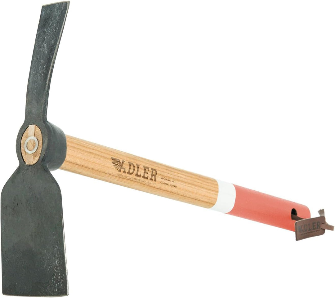 ADLER Garten-Set 3-TLG. – Geschmiedete Hacke, Kleinhacke Ivy &amp; Pflanzkelle Holly – 45 cm Eschenholz-
