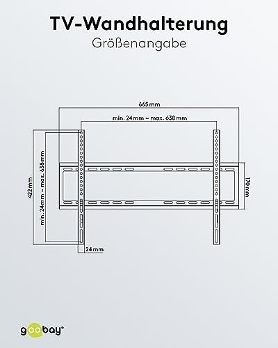 Goobay 49732 Wandhalterung 65 Zoll extra Flache Halterung für grosse Fernseher von 37 bis 70“ bis 35