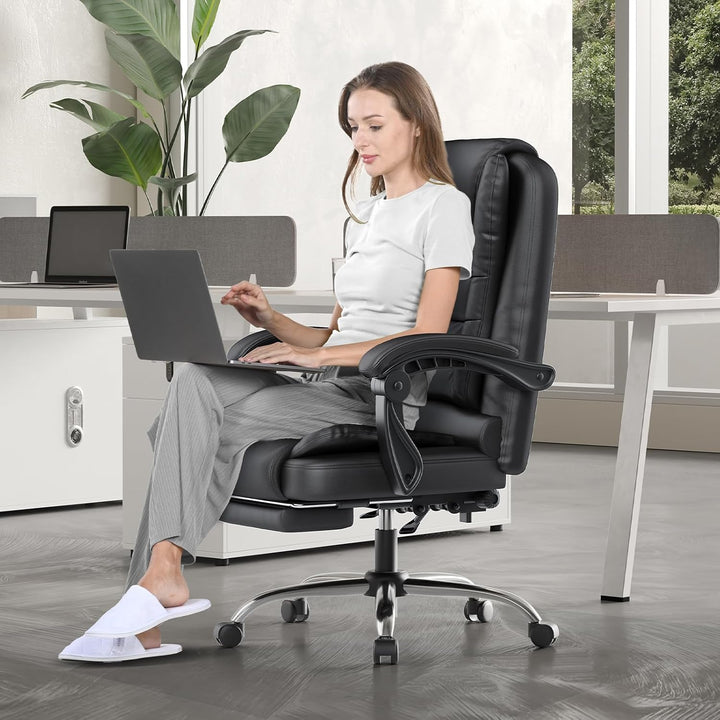 naspaluro Chefsessel Bürostuhl mit Fussstütze, Ergonomischer Schreibtischstuhl mit Hoher Rückenlehne