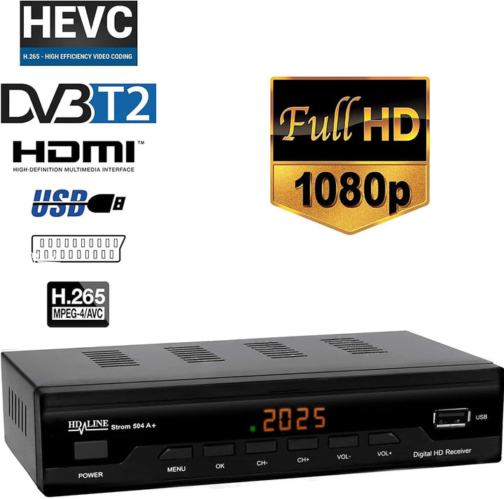 Strom 504 Decodeur TNT Terrestre - 1080P HD / DVB-T2 / H.264 / MPEG-4