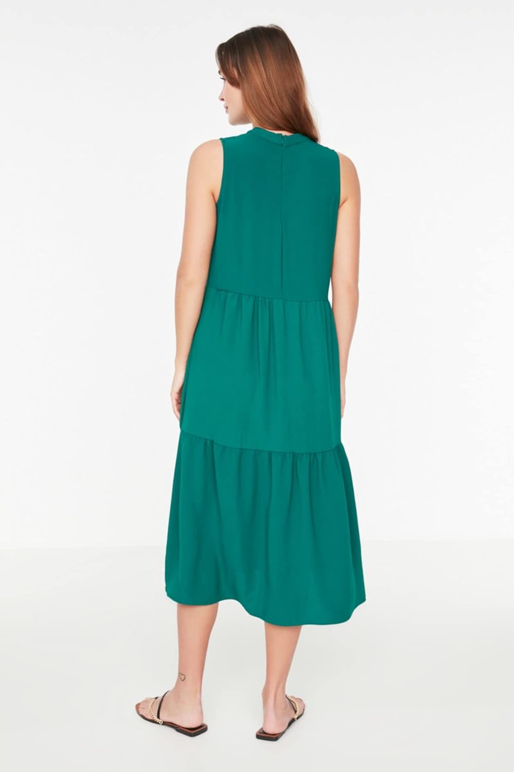 TRENDYOL Damen Breites Geschnittenes Kleid Dress 34 Emerald Green, 34 Emerald Green
