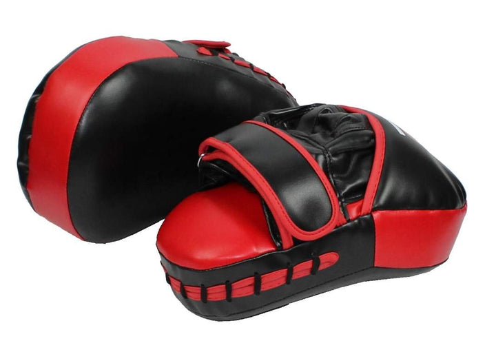 S.B.J - Sportland Handpratzen | Trainings Pratzen | Handmitt schwarz-rot Curved, Lieferung paarweise
