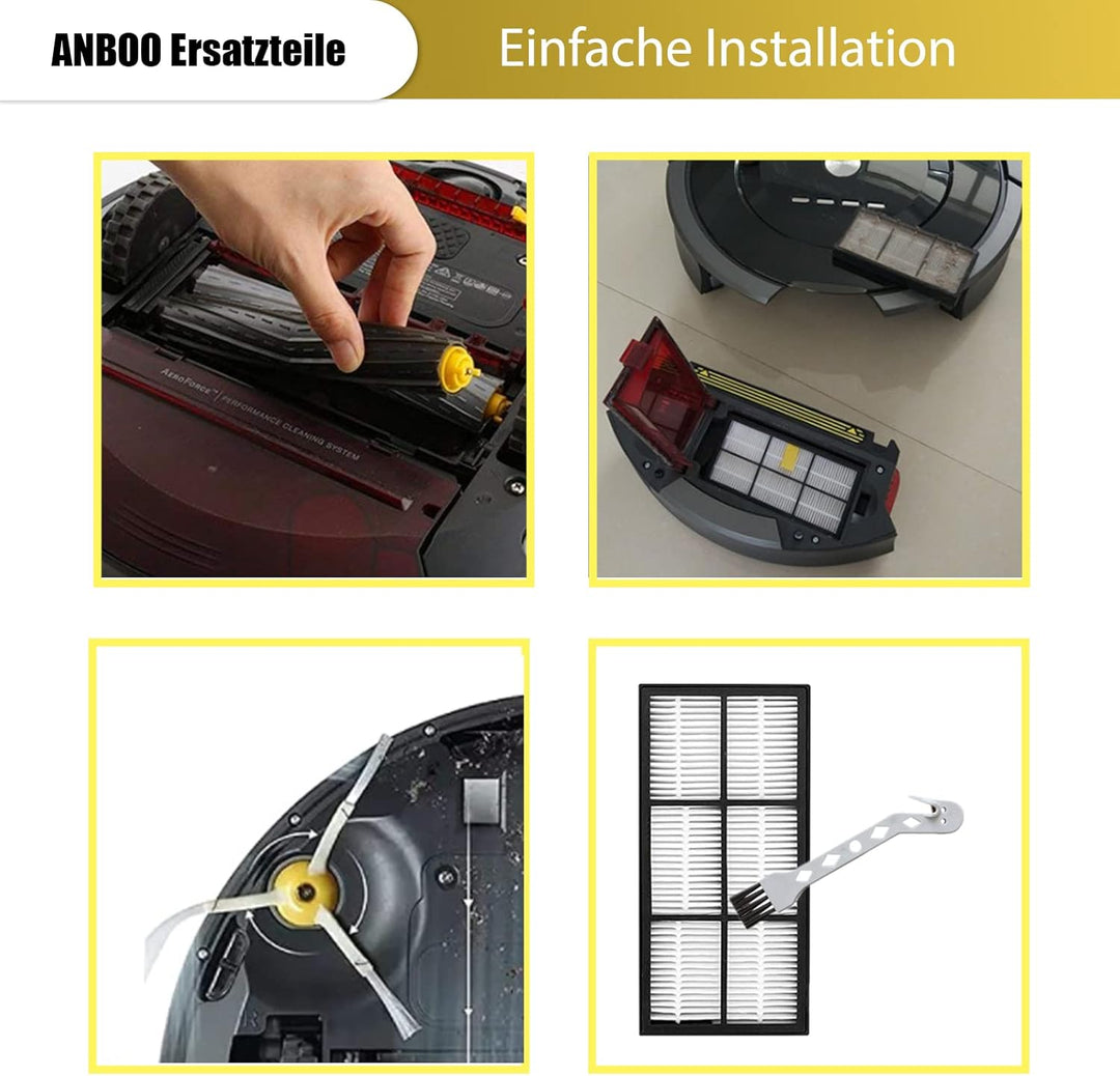 ANBOO Ersatzteile für iRobot Roomba 800 900 Serie, Bürsten Filter Ersatzteile für iRobot Roomba 860