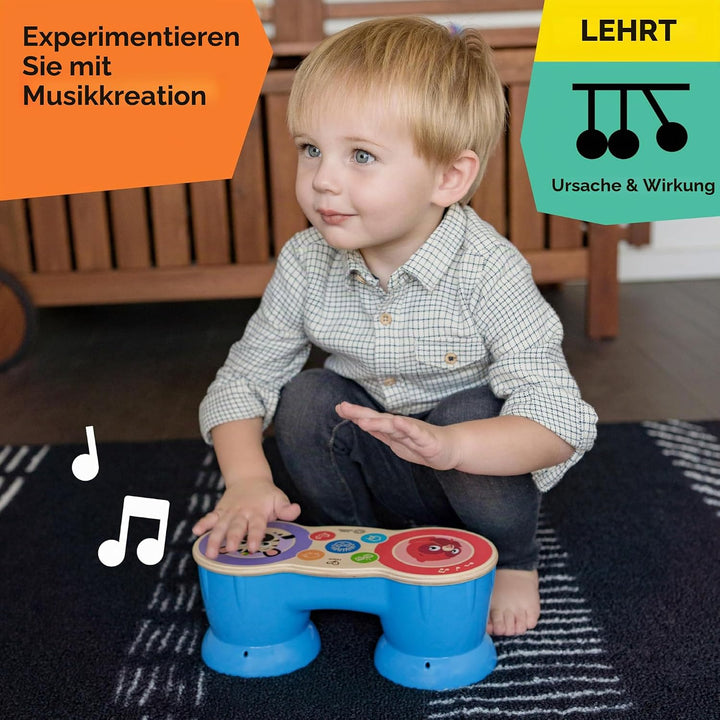 Baby Einstein 12610 Hape Upbeat Tunes Magic Touch Holztrommel, Musikspielzeug aus Holz, mit 6 Melodi