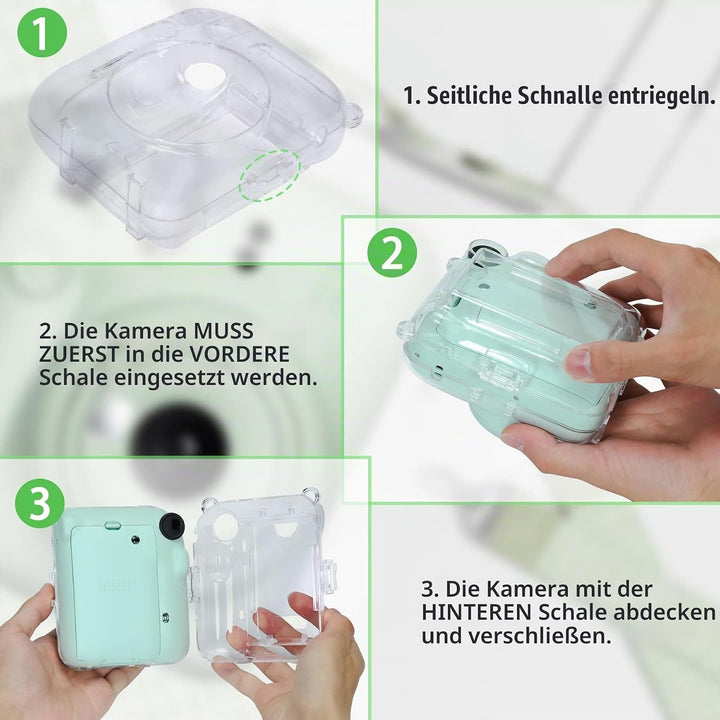 Aenllosi Tragetasche für Fujifilm Instax Mini 12 Sofortbildkamera Schutzhülle mit Folientasche zum S