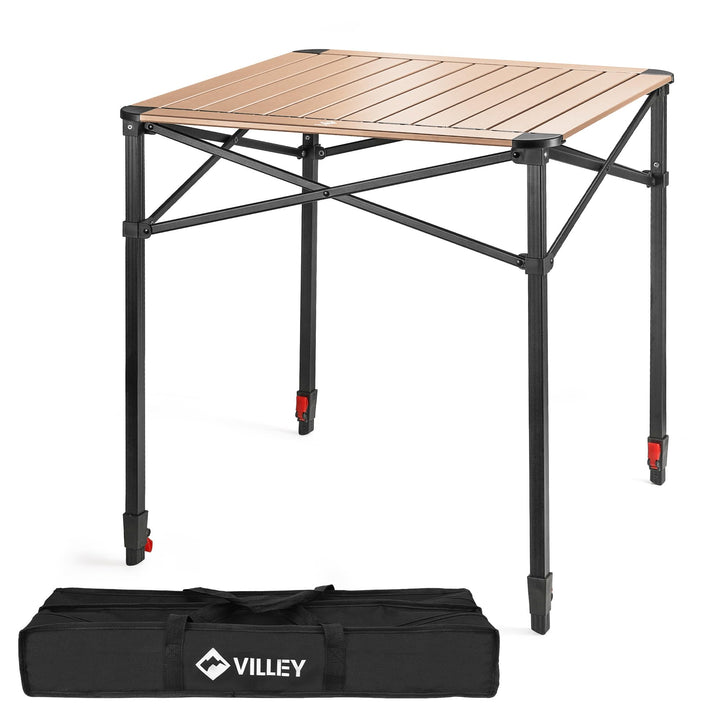 VILLEY Aluminium Klapptisch mit Tragetasche, Klappbarer Campingtisch aus Alu, Faltbarer Balkontisch,