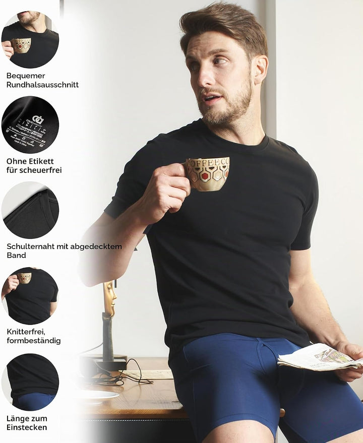 DAVID ARCHY Herren Unterhemden Business aus Micro Modal Tshirt Seidig Glatt Weich Kurzarm Atmungsakt