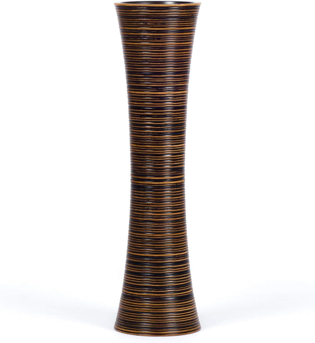 Leewadee Grosse Bodenvase für Dekozweige hohe Standvase Design Holzvase, Holz, 70 cm, braun 70 cm Br