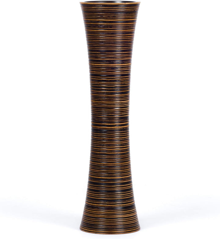 Leewadee Grosse Bodenvase für Dekozweige hohe Standvase Design Holzvase, Holz, 70 cm, braun 70 cm Br