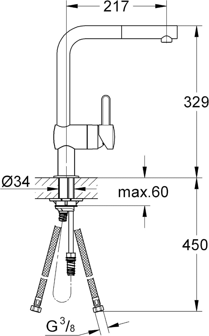 GROHE Flair - Einhand- Spültischarmatur (mit herausziehbarem Mousseurauslauf, L-Auslauf), chrom, 324