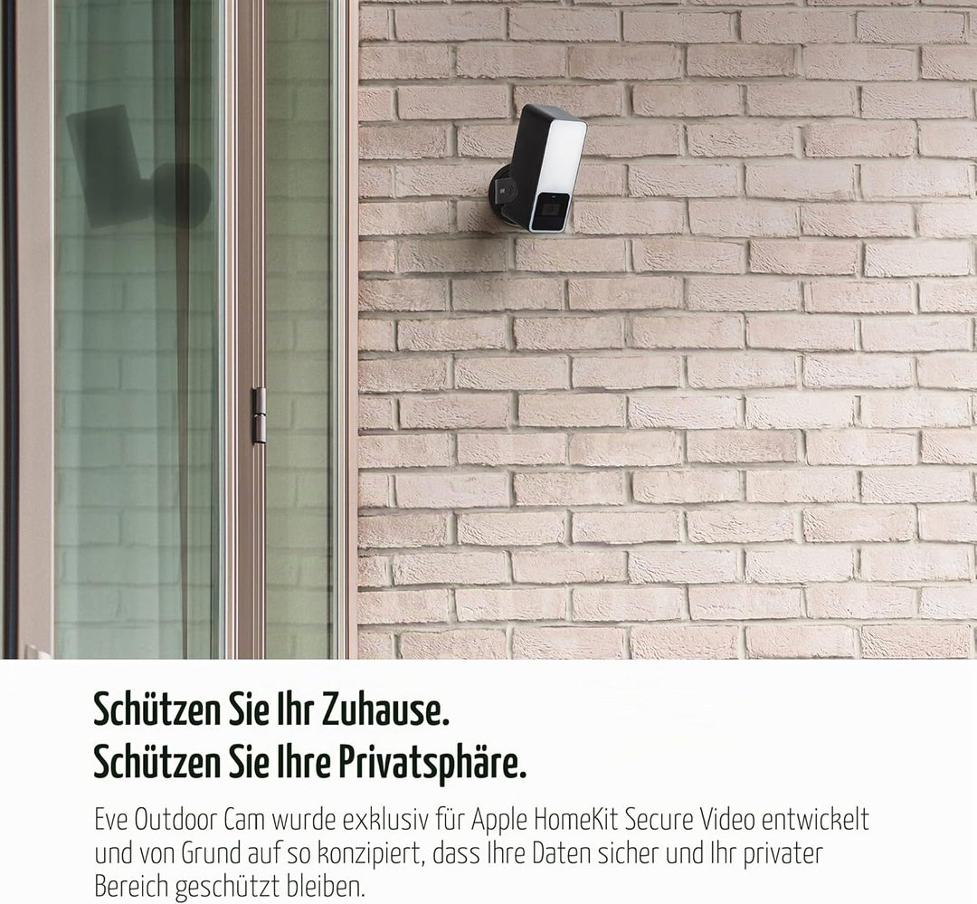 Eve Outdoor Cam – Smarte Überwachungskamera mit Flutlicht, Nachtsicht &amp; Energy (Matter) – Smarte Ste