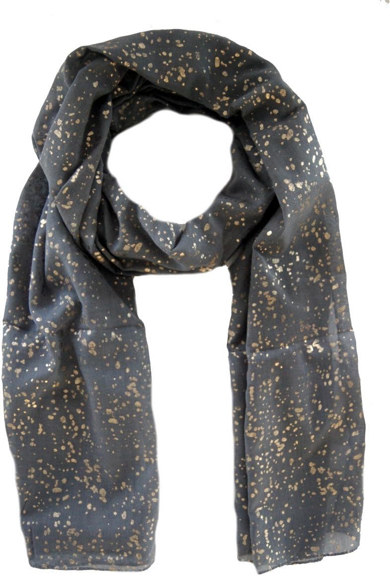 Striessnig Wien – Graues Damen Schaltuch, einfarbige Stola golden bedruckt, ca. 50 x 180 cm