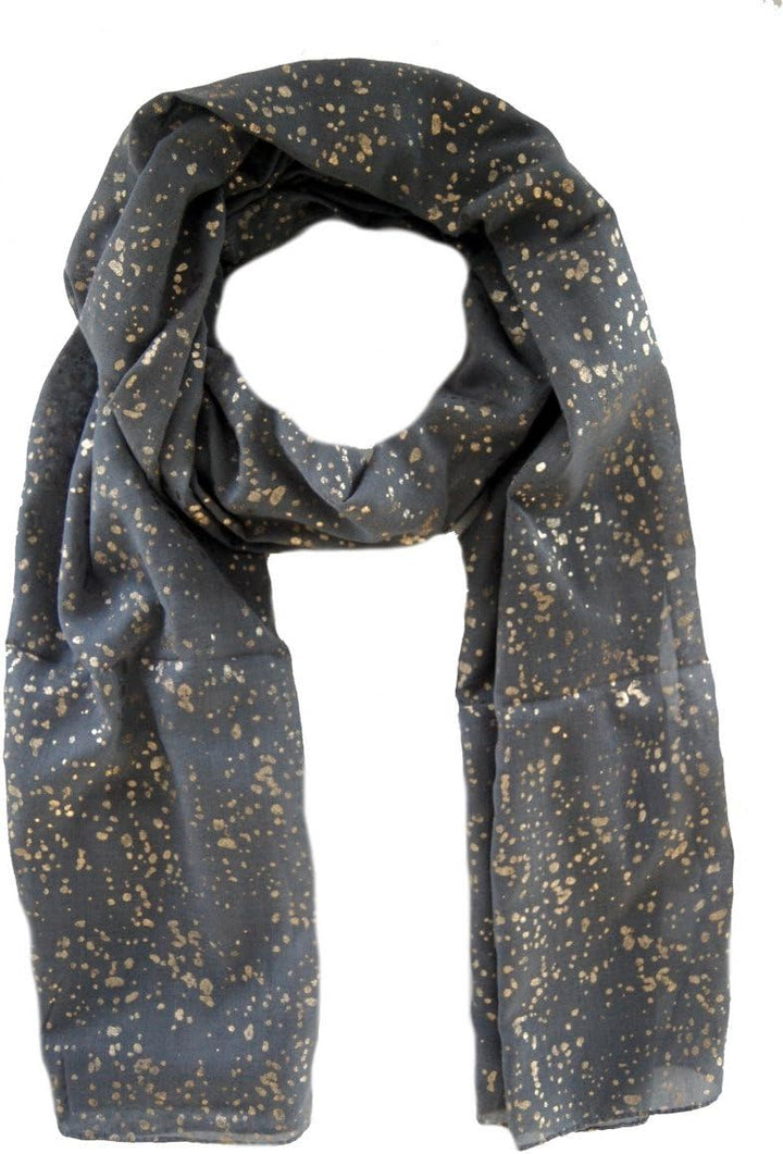 Striessnig Wien – Graues Damen Schaltuch, einfarbige Stola golden bedruckt, ca. 50 x 180 cm