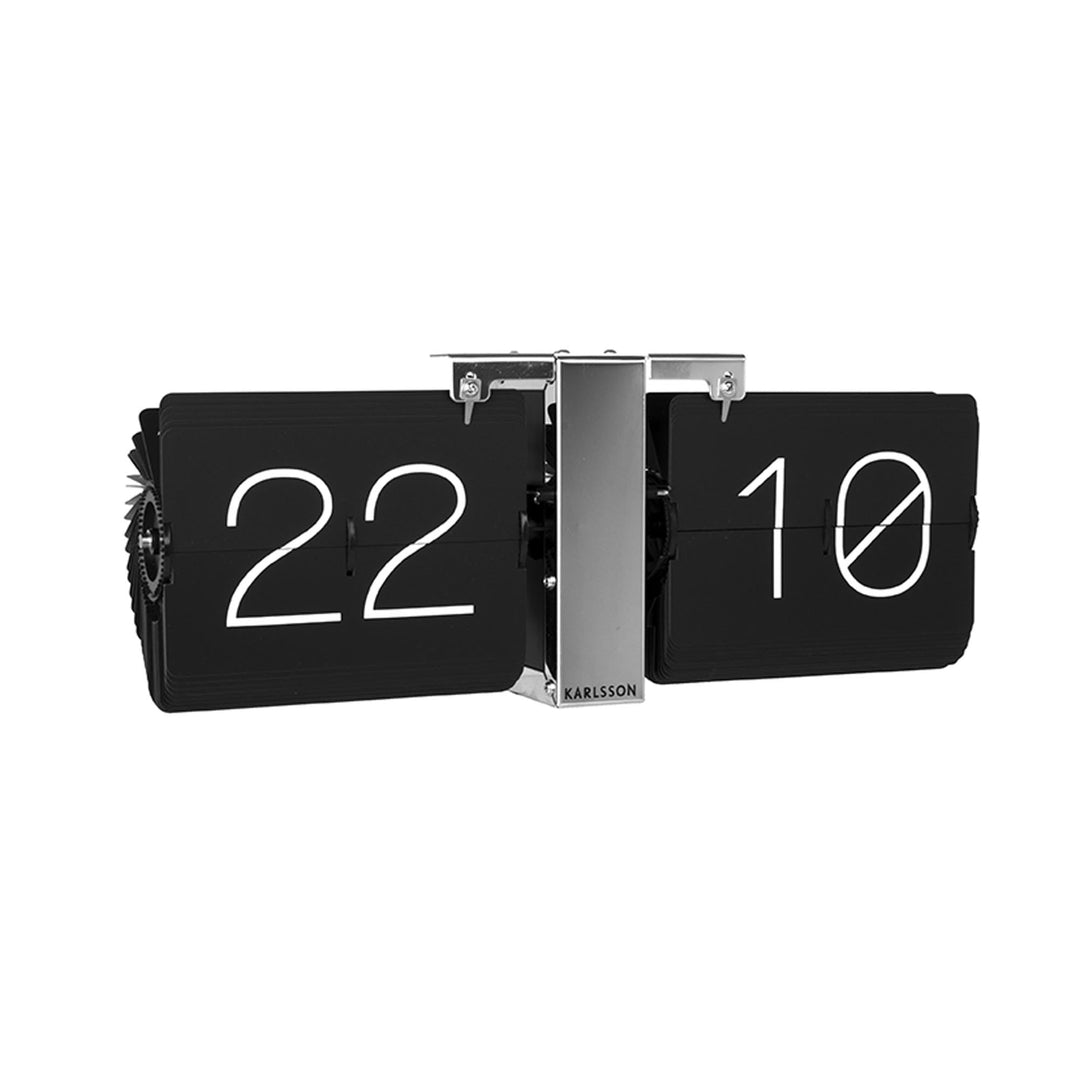 Karlsson Flip Uhr No Case Schwarz, Standfuss Verchrohmt, Metall, Black, 8.5 x 36 x 14 cm, KA5601BK