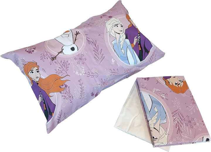 Die Eiskönigin Bettwäsche für Einzelbett, Bettlaken, Spannbettlaken, Kissenbezug, Rosa, Disney, 100%