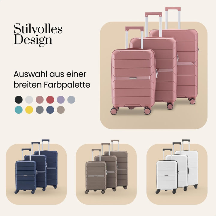 Urban Adventurer Kofferset 3-teilig 232L – Rosa – Hartschalenkoffer mit Zahlenschloss &amp; 4 Rollen Ros
