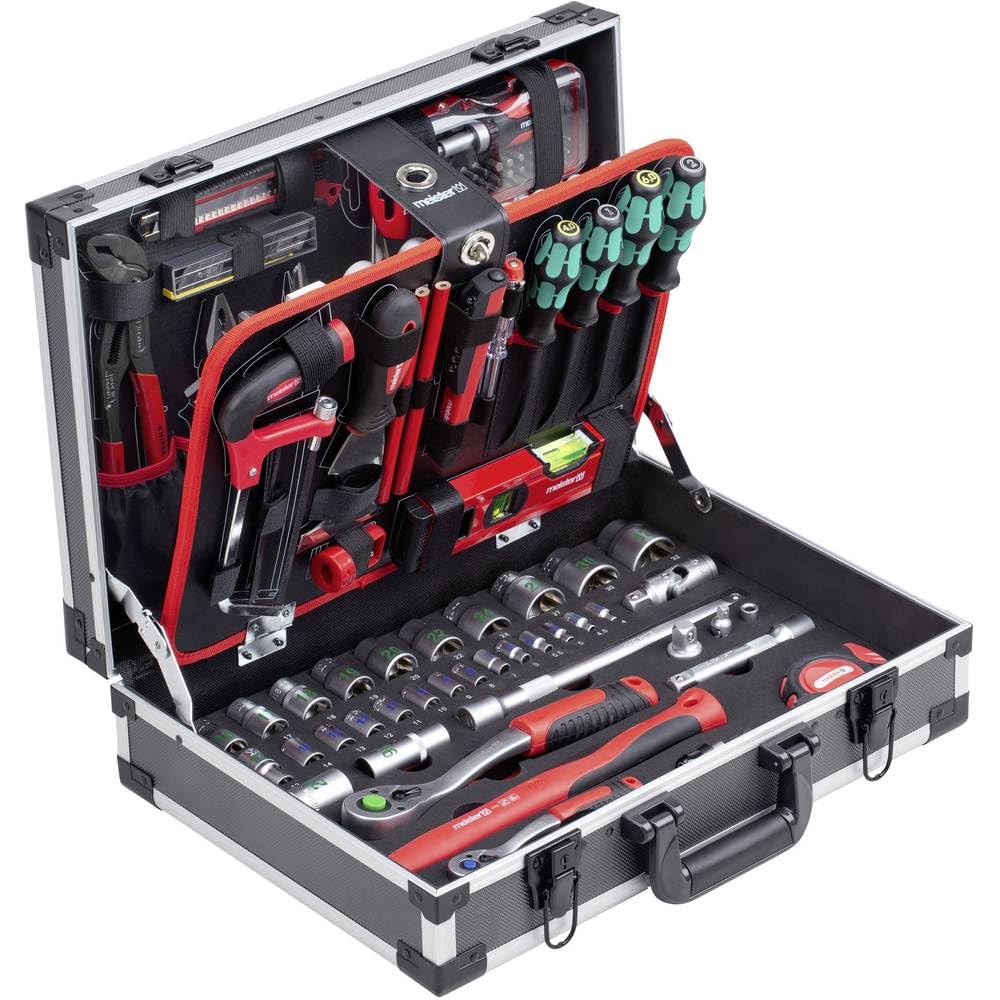 Meister Werkzeugkoffer 131-teilig - Mit Qualitätswerkzeug von Knipex &amp; Wera - Stabiler Alu-Koffer /