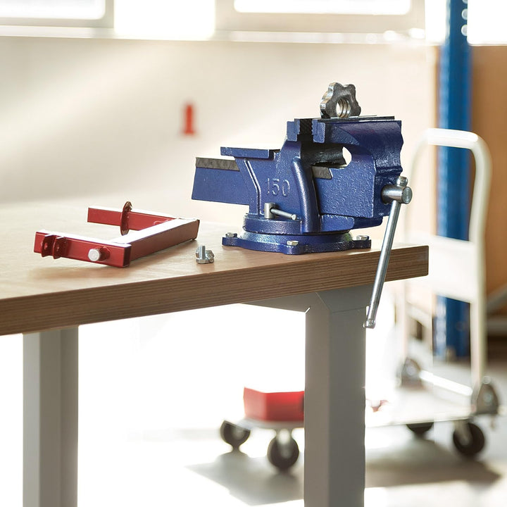 tectake® Schraubstock Amboss 360° drehbar mit Drehteller für Werkbank - diverse Grössen - (Spannweit