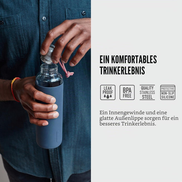Black+Blum Glas-Wasserflasche, Schiefer, 600 ml 600 ml Schiefer, 600 ml Schiefer