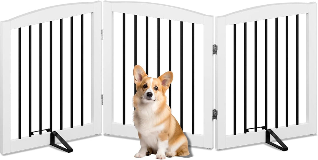 Absperrgitter Hund,Hundegitter für Wohnung Garten ohne Bohren aus Metal Holz,Freistehendes Hundeabsp