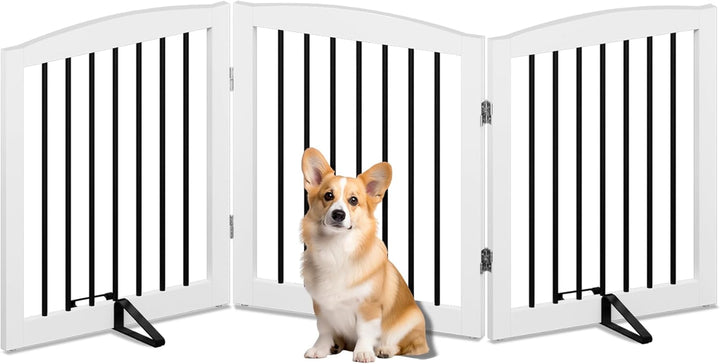 Absperrgitter Hund,Hundegitter für Wohnung Garten ohne Bohren aus Metal Holz,Freistehendes Hundeabsp