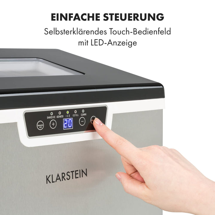 Klarstein Eiswürfelmaschine Klein, 3L Eiswürfelbereiter, Eiswürfelmaschine für 20kg Crushed Eis & Ei