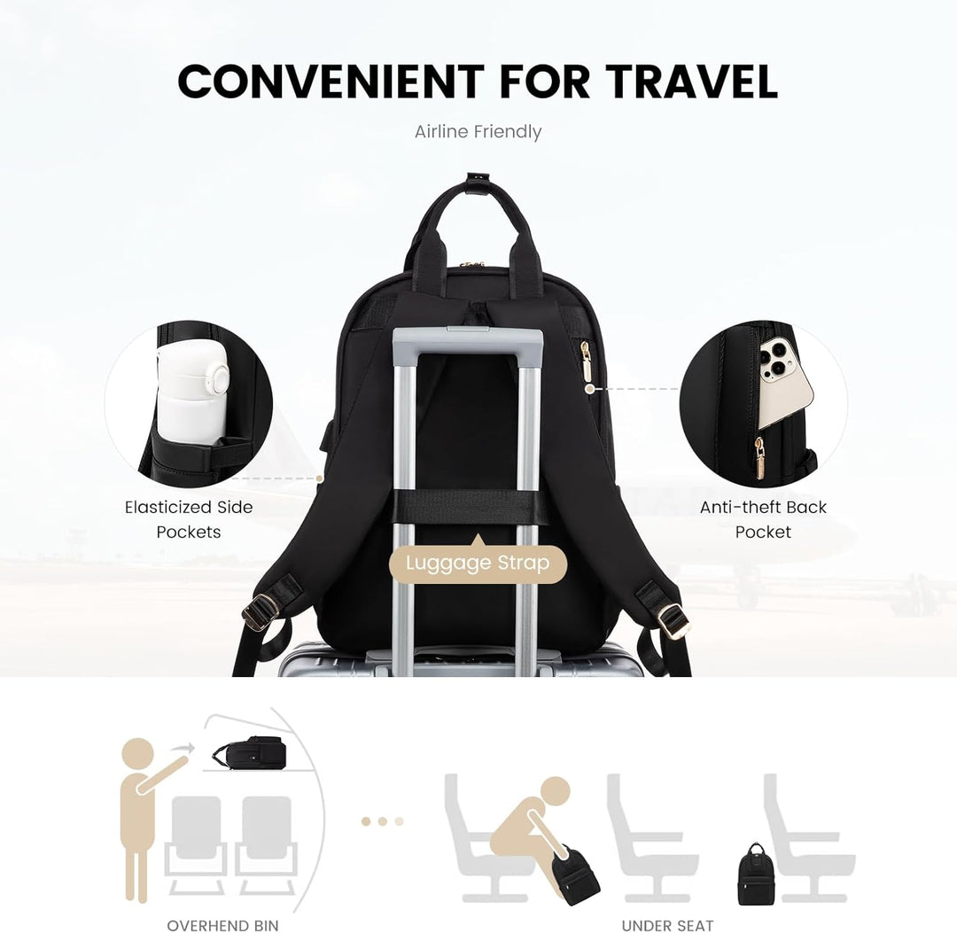 LOVEVOOK Rucksack Damen, 15,6 Zoll Laptop Schulrucksack Teenager Mädchen mit Laptopfach, Wasserdicht