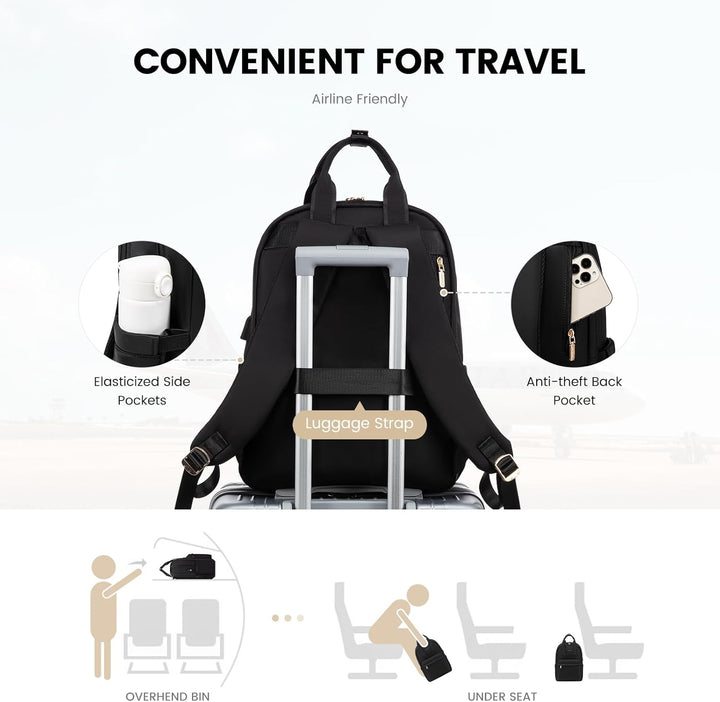 LOVEVOOK Rucksack Damen, 15,6 Zoll Laptop Schulrucksack Teenager Mädchen mit Laptopfach, Wasserdicht