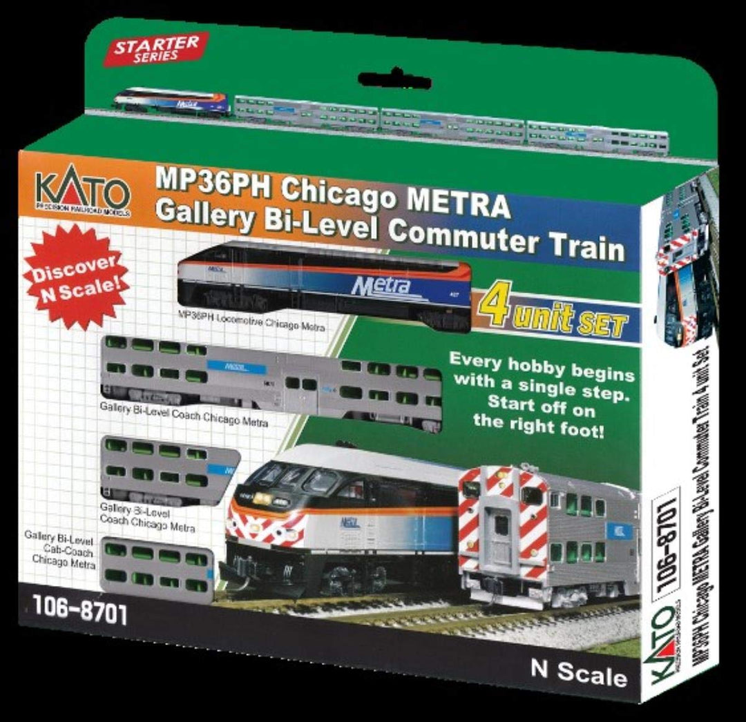 Spur N - Kato Set Chicago Metra Lok + 3 Wagen