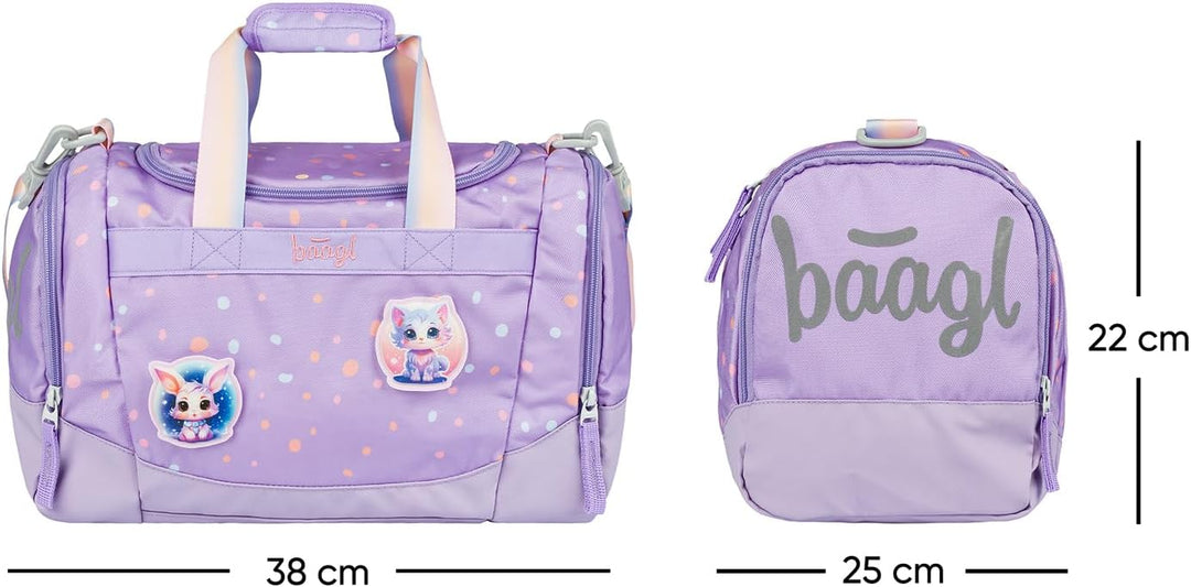 Baagl Sporttasche Mädchen Reisetasche Kinder Schule Reisen - Lieblingstiere | Schwimmtasche Kompakt