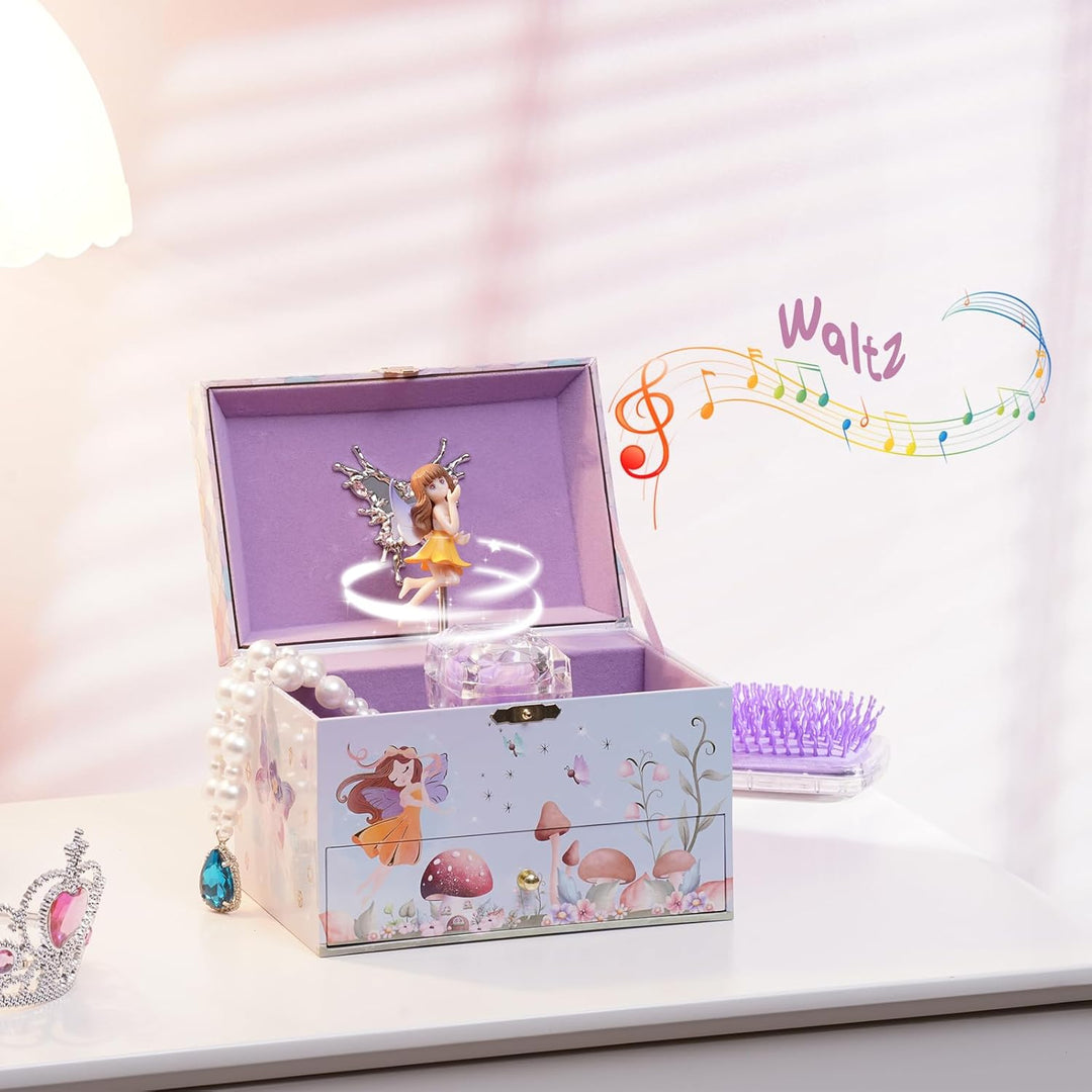ProCase Kinder Musik Box Schmuckkästchen mit Spieluhr Einhorn & Konservierte Blumen, Schmuckschatull