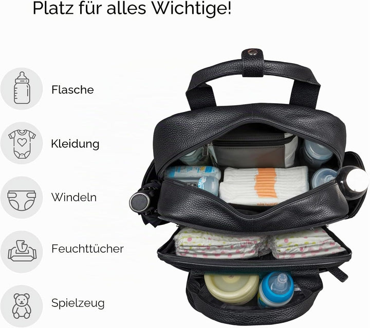 STILORD 'Fiena' Leder Wickelrucksack Gross Damen - grosser Babyrucksack & Windelrucksack - elegante