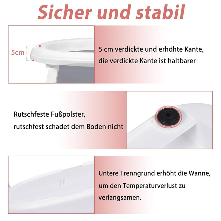 Faltbare Baby Badewanne, klappbare Babybadewanne, Rutschfeste Tragbare Reisedusche Badebecken mit ru