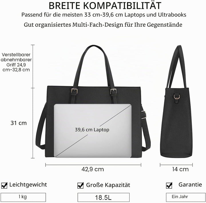 NUBILY Handtasche Shopper Damen Grosse Schwarz Handtasche Leder Umhängetasche Arbeitstasche Gross La