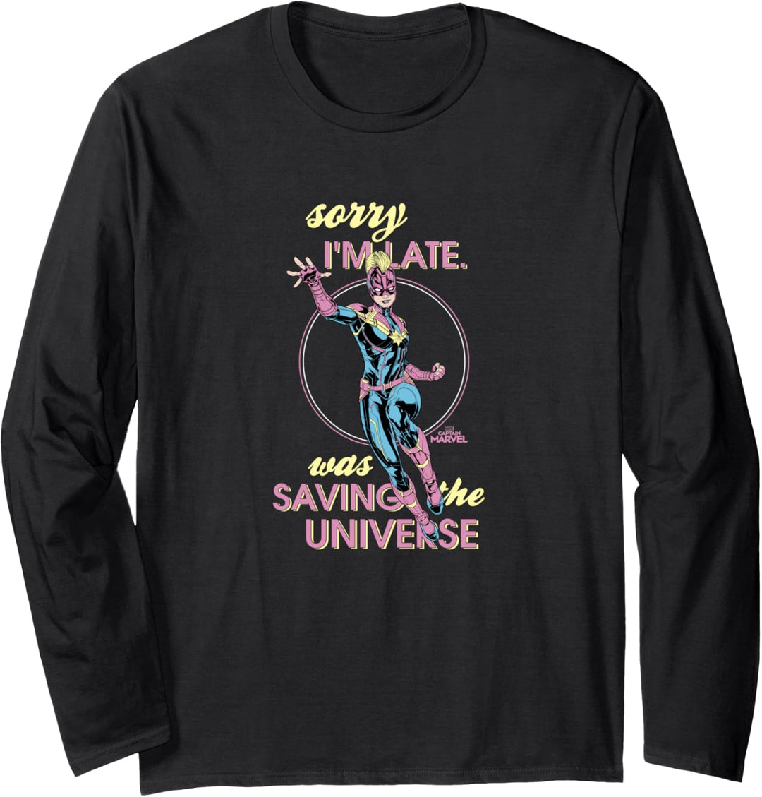 Captain Marvel Sorry I'm Late Was Saving The Universe Comic Langarmshirt