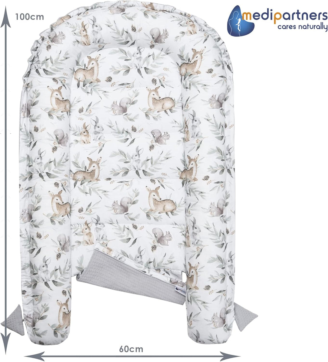 Medi Partners Babynest Kuschelnest Babynestchen 100% Baumwolle Waffle Nestchen Reisebett für Babys S