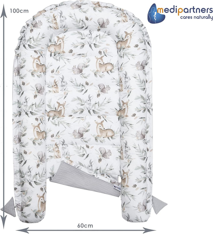 Medi Partners Babynest Kuschelnest Babynestchen 100% Baumwolle Waffle Nestchen Reisebett für Babys S