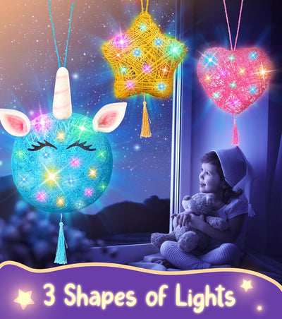 Ophy Basteln Mädchen, 3D String Art Kit für Kinder mit 20 mehrfarbige LED-Lampen Und 6 Luftballons G