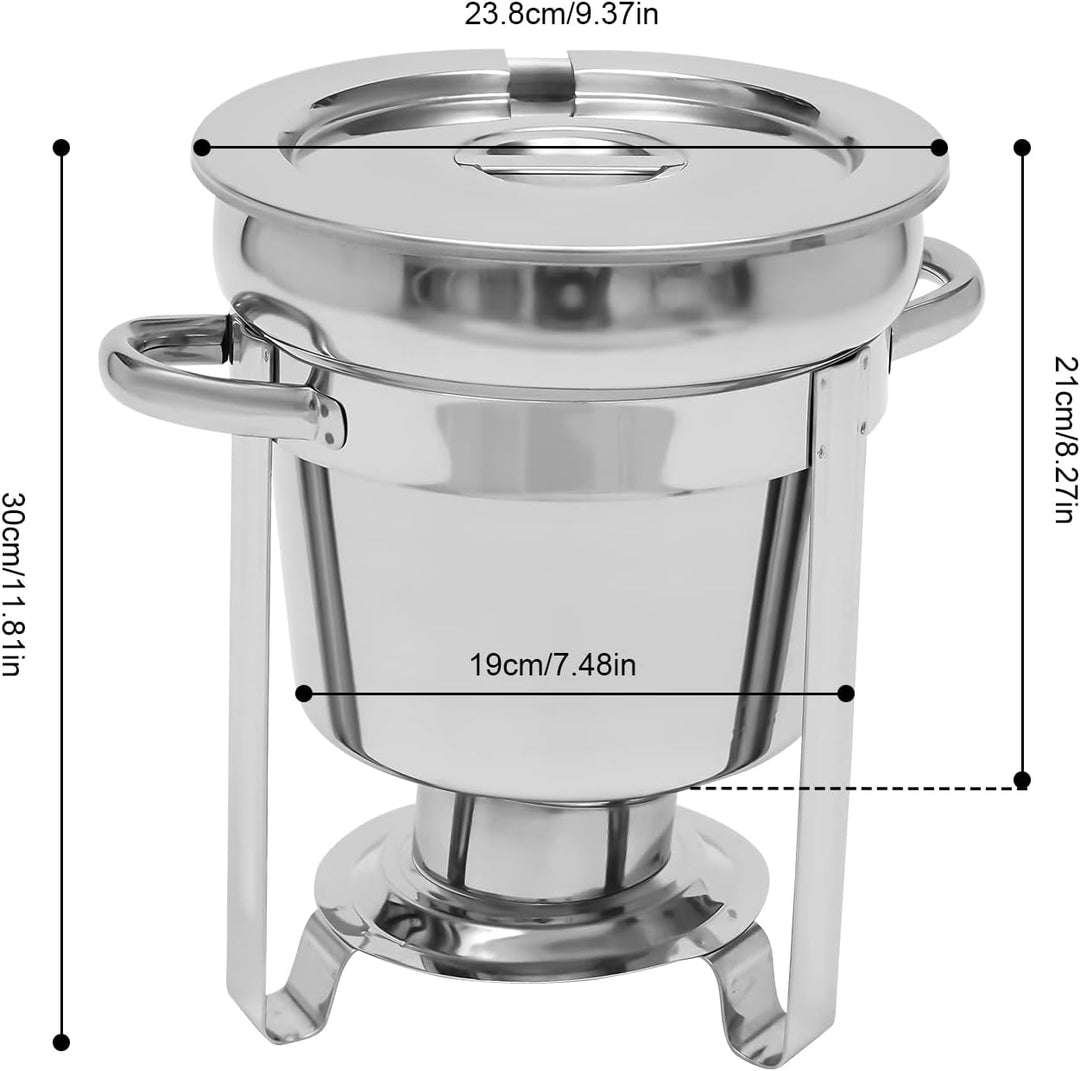 7L Edelstahl Chafing Dish, Wärmebehälter mit Handgriff & Deckel, Speisewärmer Warmhalteplatte Suppen