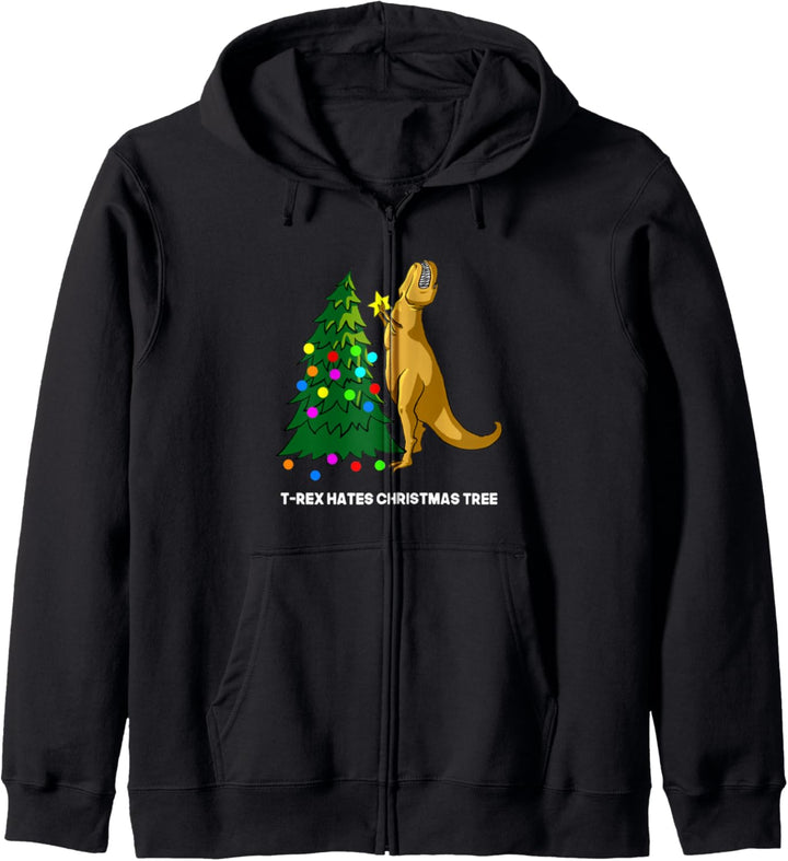 T-Rex Hates Christmas Tree Dinosaur Dino Merry Xmas Funny Kapuzenjacke