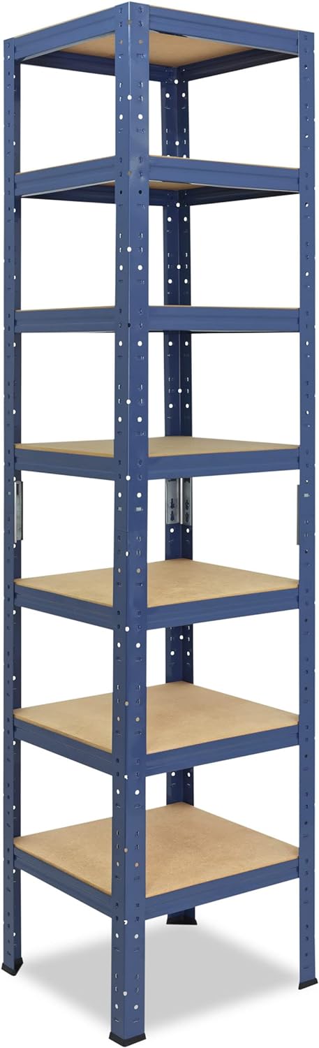 shelfplaza® 180x30x30cm Home Schwerlastregal blau/Metallregal mit 7 Böden/Kellerregal Metall, Garage