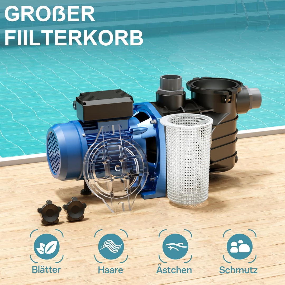 Pool Pumpe 26400 l/h 2200 W Schwimmbadpumpe Filterpumpe Umwälzpumpe Pool