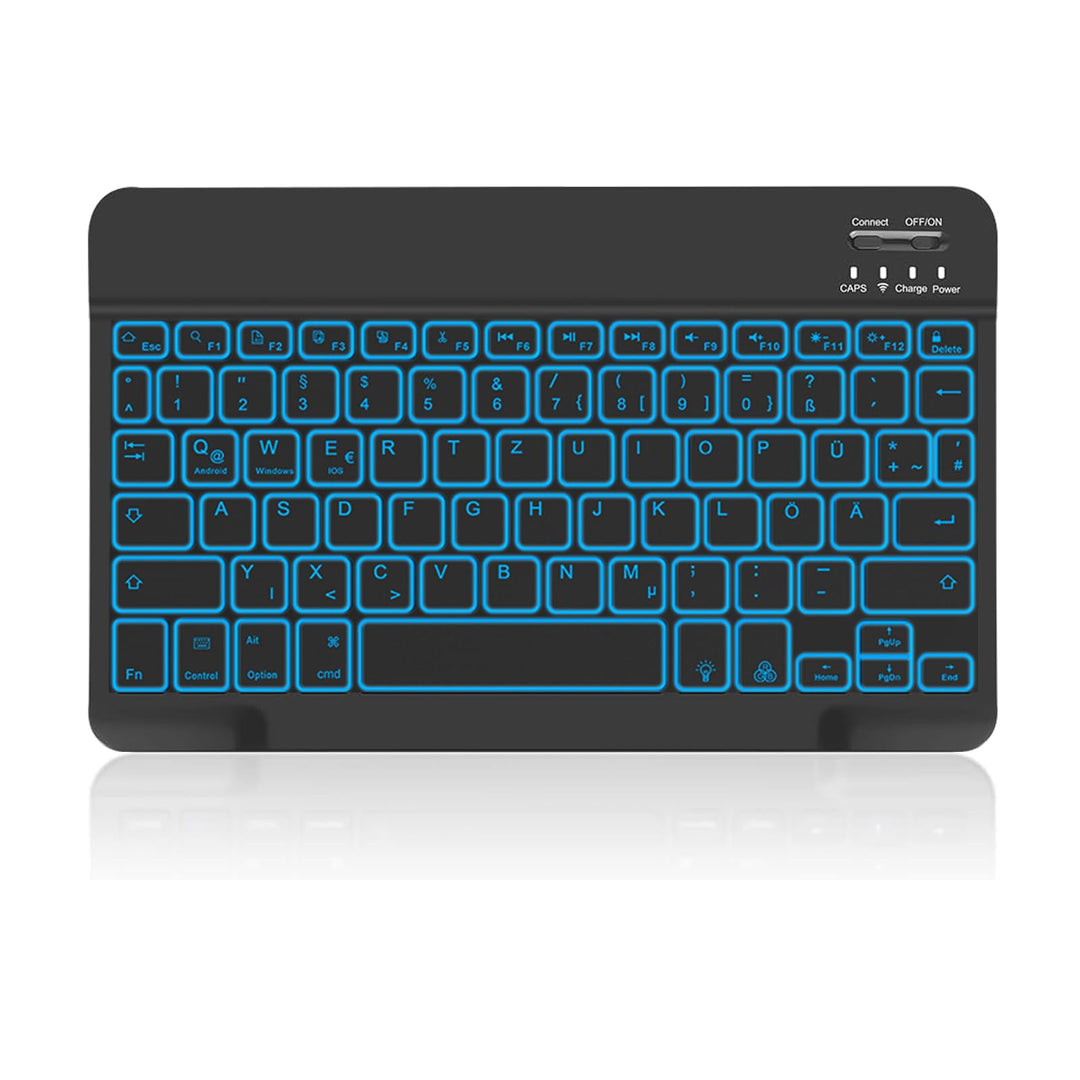 Bluetooth Tastatur mit Hintergrundbeleuchtung (Deutschem Layout QWERTZ), Ultraflache kabellose Tasta