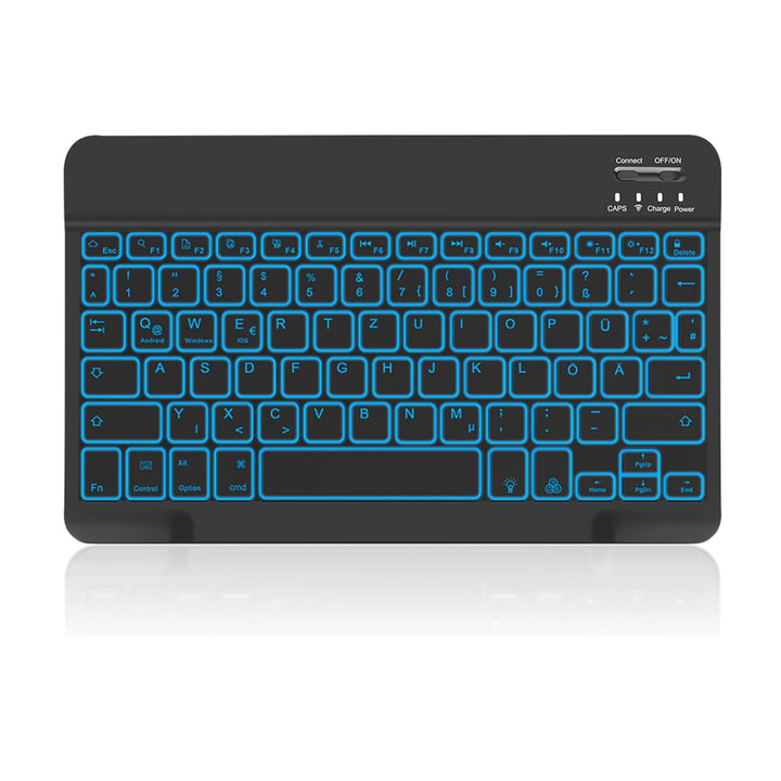 Bluetooth Tastatur mit Hintergrundbeleuchtung (Deutschem Layout QWERTZ), Ultraflache kabellose Tasta