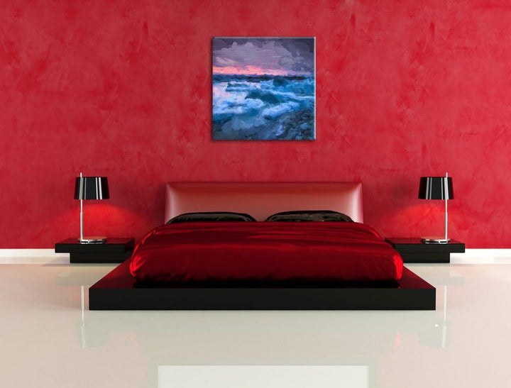 Pixxprint Extreme Eislandschaft Pinsel Effekt, Format: 70x70 auf Leinwand, 70x70