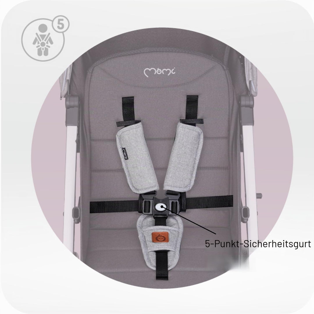 MoMi ESTELLE Kinderwagen ab 6. Monat (bis 15 kg), klappbarer Buggy mit 5-Punkt-Sicherheitsgurt, Eink