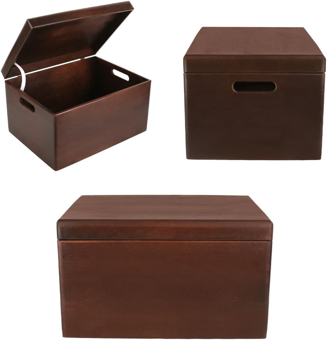 Creative Deco XXL Braun Grosse Holzkiste mit Deckel | 40x30x24 cm (+/-1cm) | Holztruhe Erinnerungsbo