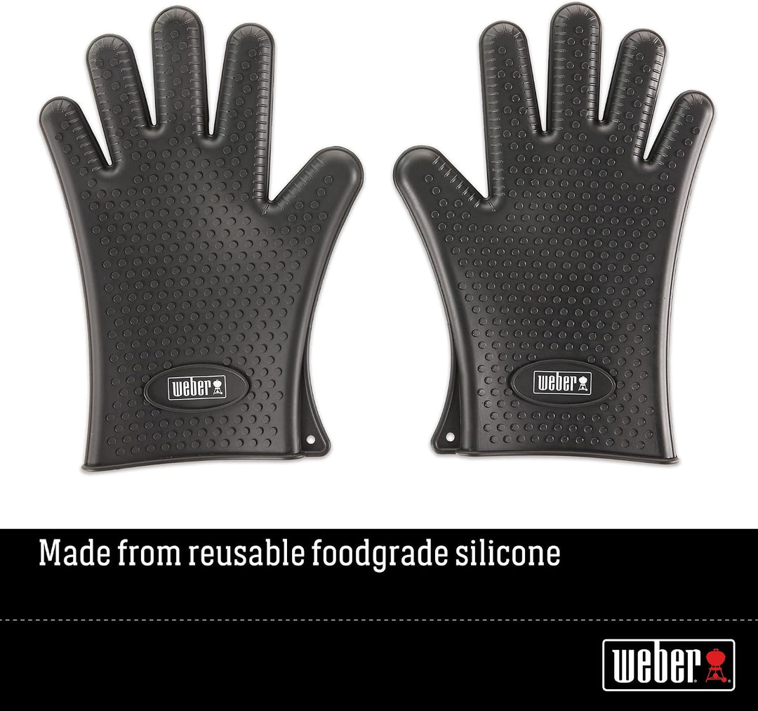 Weber 7017 Silicone Grilling Gloves, Black Einzelbett, Einzelbett